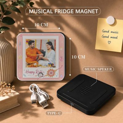 Custom Raksha Bandhan Musical Fridge Magnet Personalized Photo Song & Voice Message Gift  Rakhi Surprise for Siblings